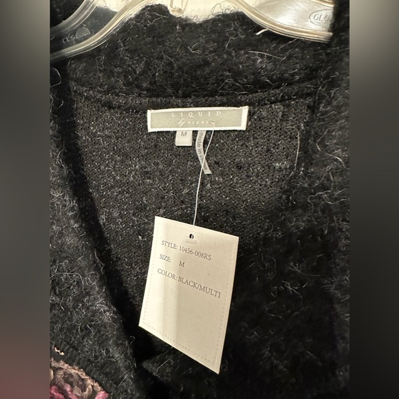 NWT Liquid By Sioni M Embroidered Button Up Sweater Jacket  Boho Art Mohair Knit - Picture 3 of 10